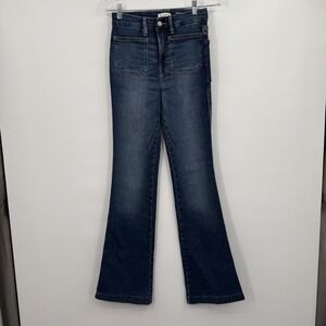 Good American Jeans Womens 2 Blue Good Curve Boot Super High Rise Patch Pocket
